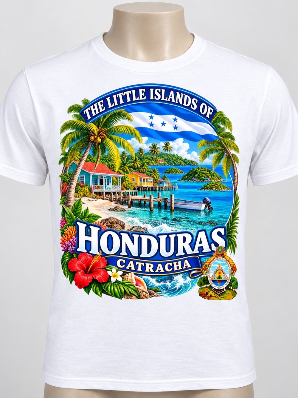 Gildan White Honduras Catracha Tropical Graphic Tee